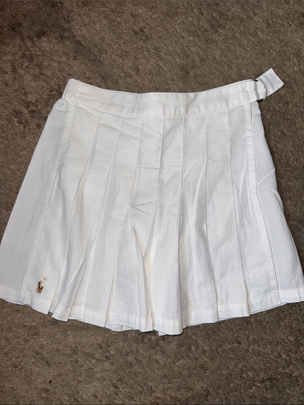 Ralph Lauren White Pleated Skater Skirt with Logo